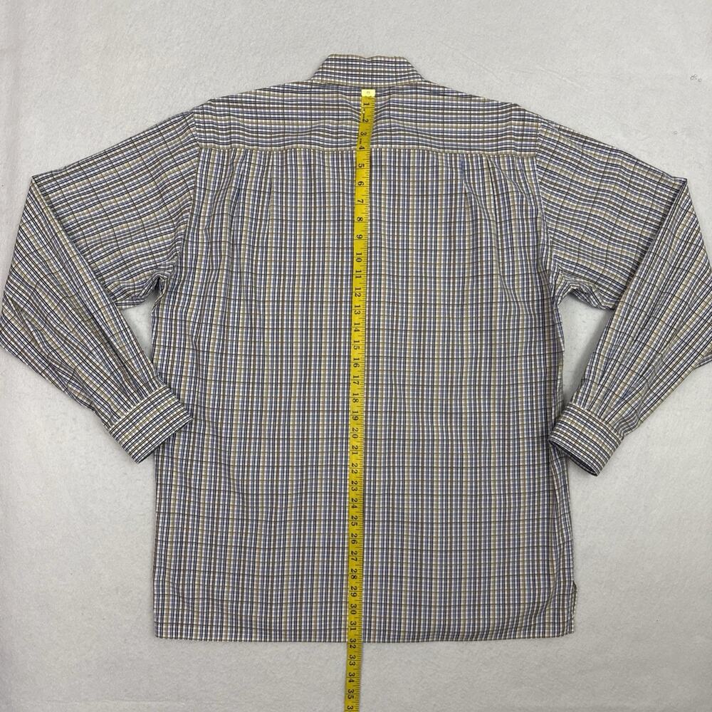 Ermenegildo Zegna Dress Shirt Mens XL Blue Brown Plaid Button Front Cotton - Picture 6 of 11